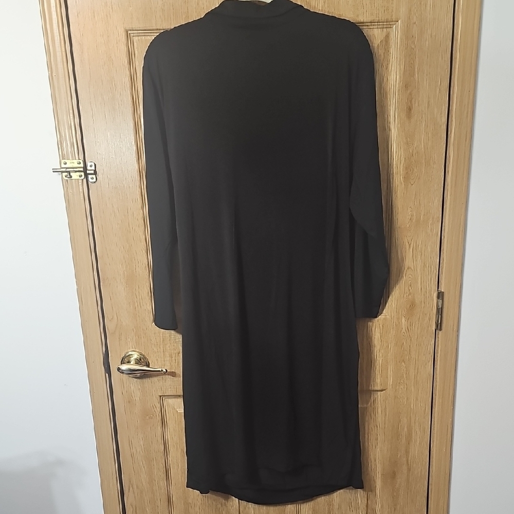 Black Draped Long Sleeve Dress - Picture 8 of 8